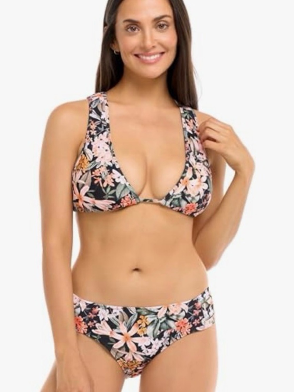 Body Glove Floral Scoop Bikini Set — Black & Orange Floral